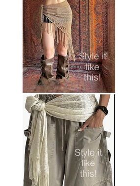 BOHO Fringe Triangle Shawl Festival Hippie Coachella Desert Boho Scarf